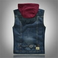 thumbnail image 4 of Odeerbi Hooded Denim Vest for Men Jean Vest Fashion 2025 Casual Jacket Vest Blouse Blue, 4 of 9