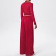 thumbnail image 4 of choiix Womens 3 Piece Athleisure Set with V Neck Wrap Top and Wide Leg Pants Versatile Lounge Tracksuit Matching Sweat Suit S, 4 of 4
