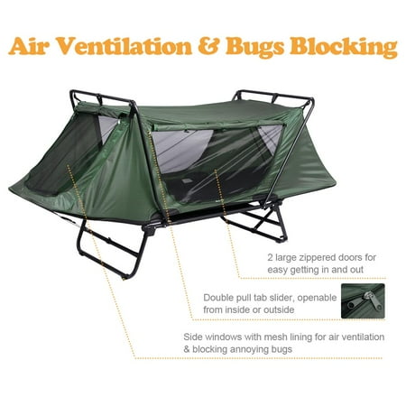 Yescom Single Tent Cot Folding Portable Waterproof Camping Hiking Bed Rain Fly Bag