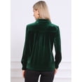 thumbnail image 3 of DARING DIVA Women's Vintage Velvet Long Sleeve Button Down Shirt Blouse XS Green, 3 of 6