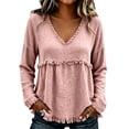 thumbnail image 2 of Harpily Long Sleeve Shirts for Women V Neck Loose Fit Tops with Tassel Fringe Womens Blouses for Daily Casual Wear, 2 of 3