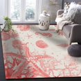 thumbnail image 5 of Area Rugs Indoor Non-Slip Rectangle Rug 5x8 Ft Vintage Starfish Coral Seahorse Shell Ocean Red Rug Rubber Backing Floor Mats Non Shedding Home Decor Carpet for Entryway Living Room, 5 of 8