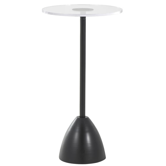 DecMode 13" x 26" Black Metal Pedestal Accent Table with Clear Acrylic Tabletop, 1-Piece