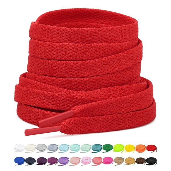 Stepace [2 Pairs Flat Shoe Laces for Sneakers 5/16"" Width 30""-72"" Length 26 Color Shoelaces Red 65""(165 cm)