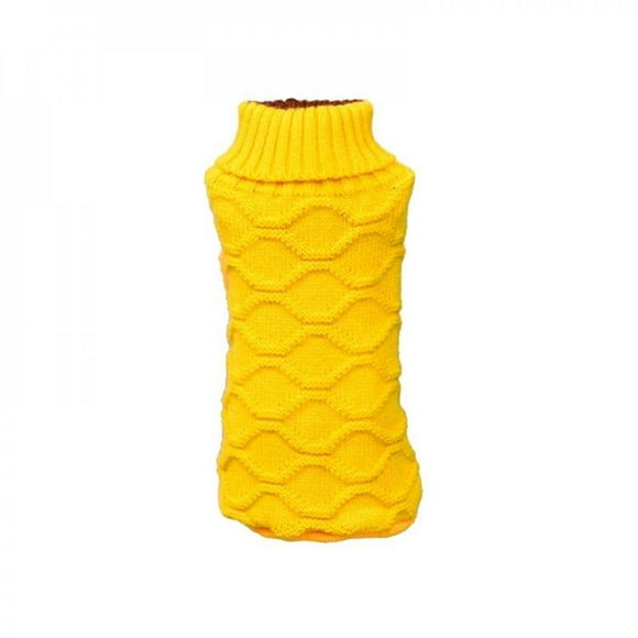 Small Dog Solid color Sweater Chihuahua Pet Dogs Cat Knitwear Dog Puppy Clothes Warm Coat Cheap Clothing for Dogs Winter Costume Yellow XXL