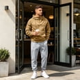 thumbnail image 6 of Zimjoy Hoodie Sweatpants Set Men, 1/4 Zip Hooded Sweatshirt with Arm Zipper Pocket & Black Drawstring Tapered Pants, Casual Tactical Athletic Sweatsuit for Outdoor Gym Daily Wear Earthy Yellow M, 6 of 6