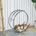 thumbnail image 2 of Outsunny 28" Round Firewood Rack Holder Log Storage Rack, 110 lbs. Weight Capacity, Black, 2 of 10
