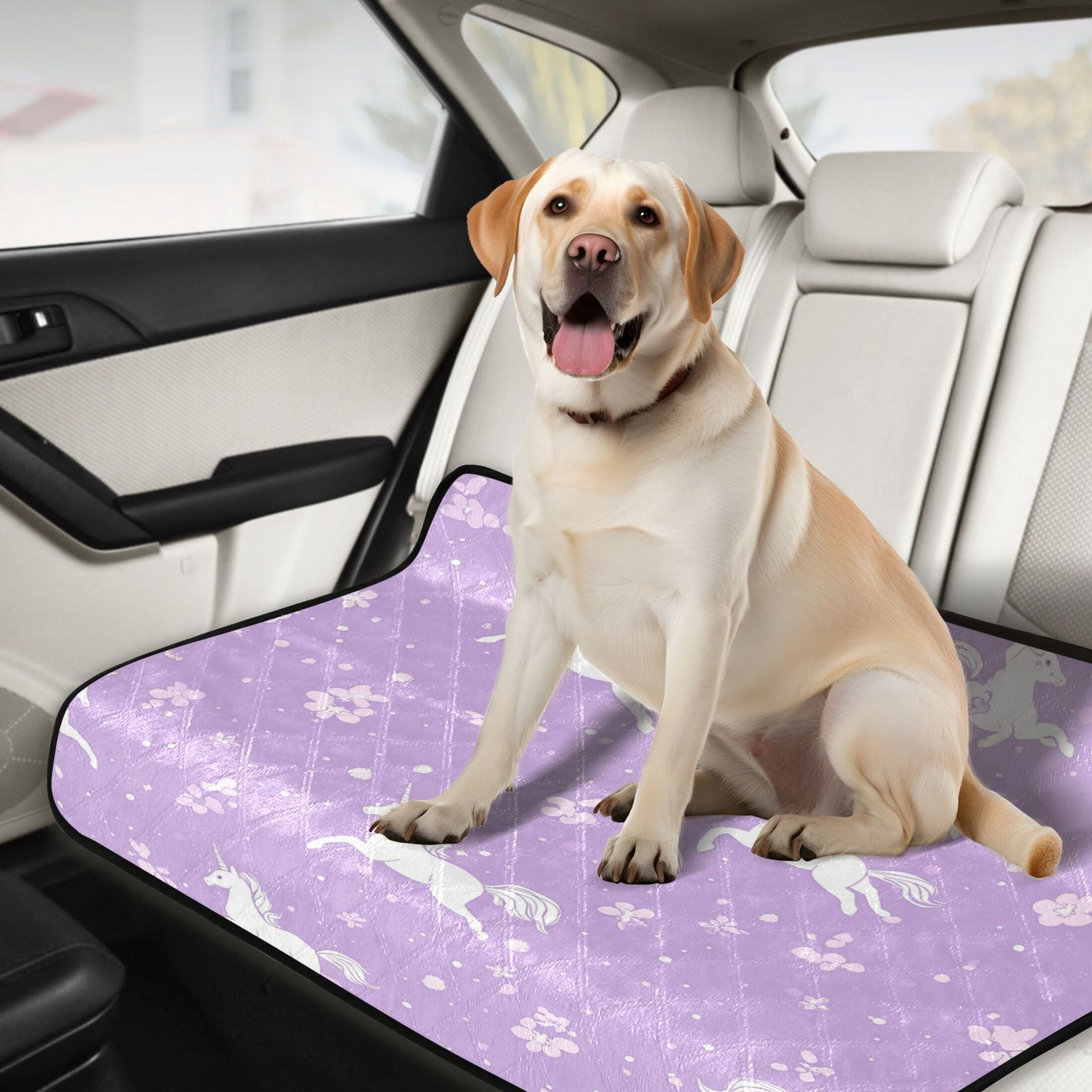 Qxltty Pattern with Flying Unicorns and Flowers Cat litter Pads Pet Set of 3 Diaper Mats Center Anti-leakage Layer Absorbent Soft and Comfortable
