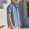 thumbnail image 5 of Guluxicc Button Up Shirts for Kids Boys Short Sleeve Linen Lapel Tops Solid Color Casual Summer Breathable Button Up Shirts, 5 of 9