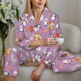 thumbnail image 6 of Honeii Lovely Animals print Women's Pajama Sets Long Sleeve Button Down Sleepwear Nightwear Soft Pjs Lounge Sets-Large, 6 of 7