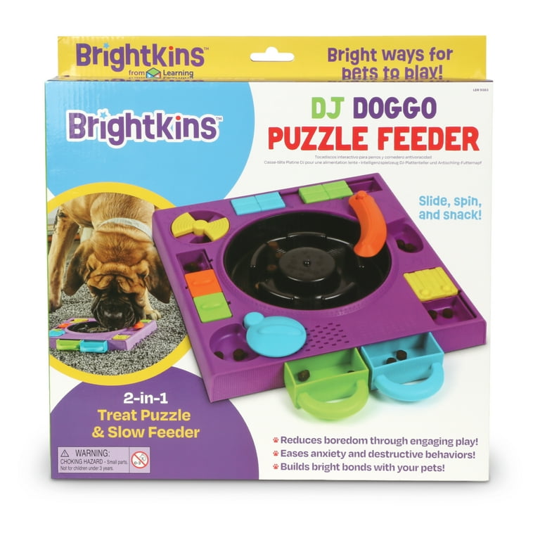 Brightkins DJ Doggo Puzzle Feeder - Dog Toy Treat Dispenser, Multi