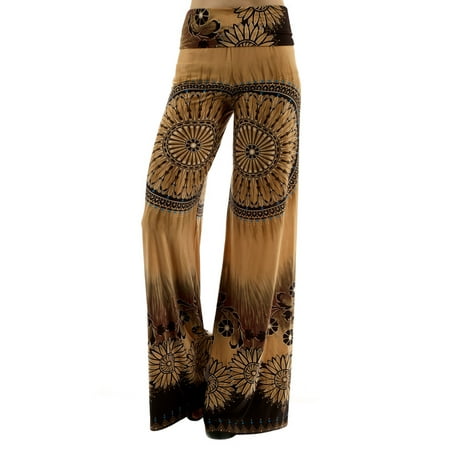 Uptown Apparel Womens Fold Over Waist Wide Leg Palazzo Pants, Good for tall, curvy women - Available in S-XXXL - MADE IN USA