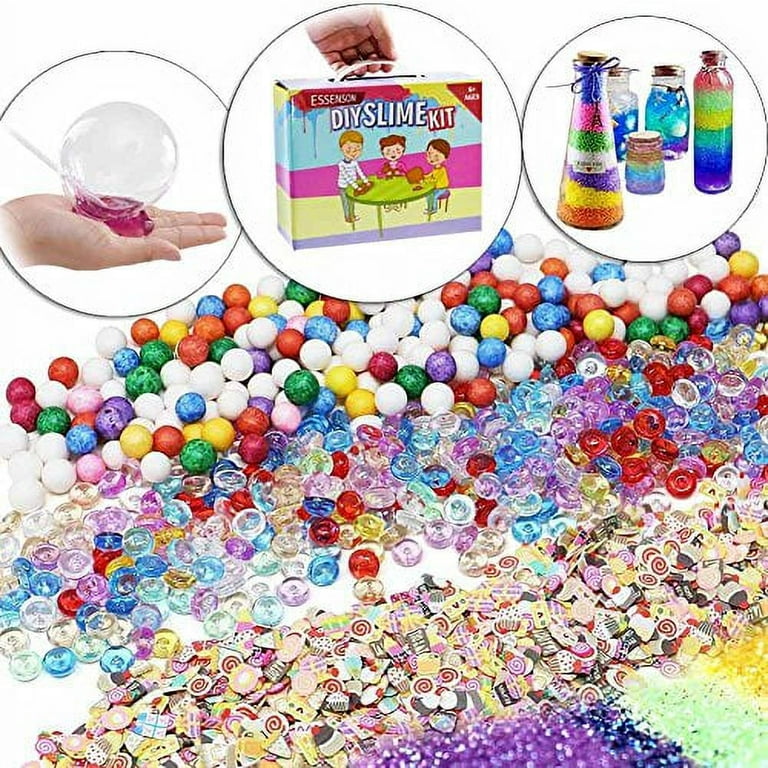 Slime Kit - Slime Supplies Slime Making Kit for Girls Boys, Kids Art Craft,  Crystal Clear Slime, Glitter, Unicorn Slime Charms, Fruit Slices, Fishbowl  Beads Girls Toys Gifts for Kids Age 6+