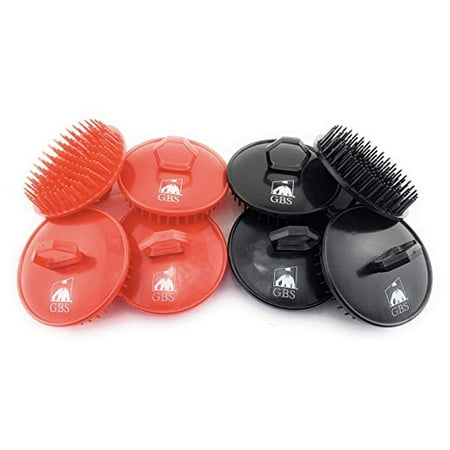 GBS Shampoo Scalp Massage Brush No.100 8 Pack (4 Black and 4 Red Brushes) The Best Invigorating Head