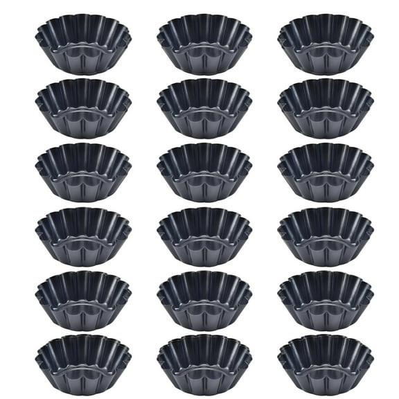 18 Pcs Carbon Egg Tart Mold Set,Fluted Edge Cake and Pudding Molds,Non-Stick Mini Tart Pans,Ideal for Baking Tarts,Muffins,Cupcakes