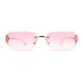 thumbnail image 3 of Womens Rimless Rectangle Serpent Jewel Hinge Metal Rim Sunglasses Gold - Pink, 3 of 6