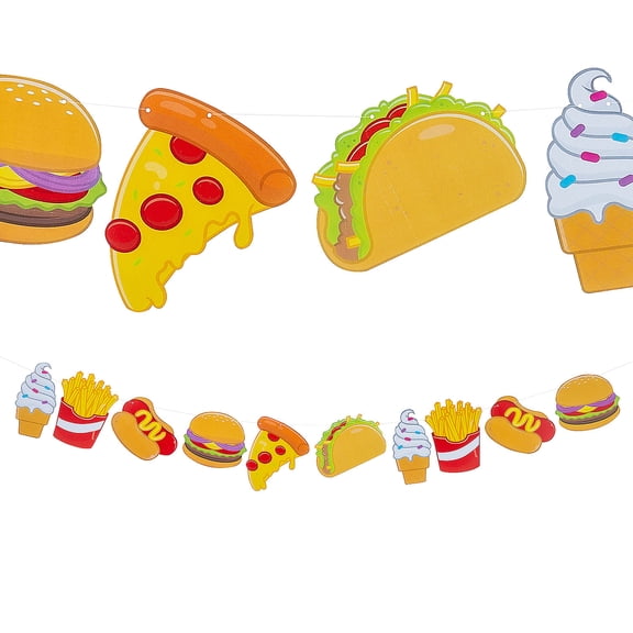 Fun Express 7 ft. Fast Food Party Ready-to-Hang Garland Decoration