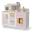 thumbnail image 5 of Teamson Kids Little Chef Hampton Play Kitchen with Ice Dispenser, Microwave, Sink, Storage & 17 Accessories – Wooden Pretend Play Kitchen Set for Kids 3+ Years, Pink, 5 of 14
