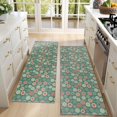 thumbnail image 4 of Kitchen Rugs Sets Of 2,Green Christmas Floral Pattern Anti Fatigue Kitchen Mat Rugs Non Slip Washable,Decorative Kitchen Floor Mats for Kitchen,Sink,Laundry,17"X47", 4 of 5
