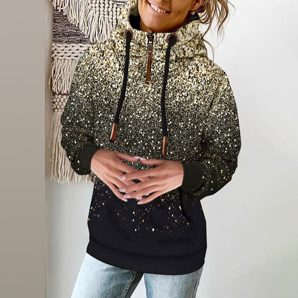 Pntutb - Sudadera de manga larga con estampado informal para mujer, cuello alto, con cordón, blusa con bolsillo Pntutb Pntutb-549