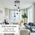 thumbnail image 5 of MELUCEE 5-Light Pendant Light Fixtures Ceiling Hanging Cluster Chandelier Black with Clear Glass Shade, 5 of 7