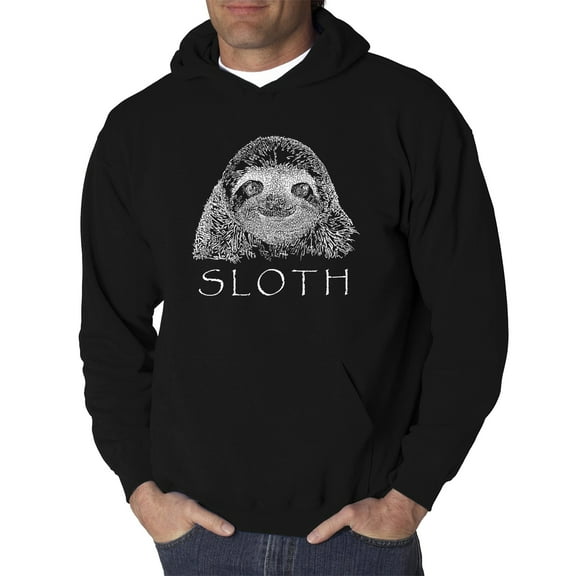 LA Pop Art Men's Word Art Hooded Sweatshirt - Sloth