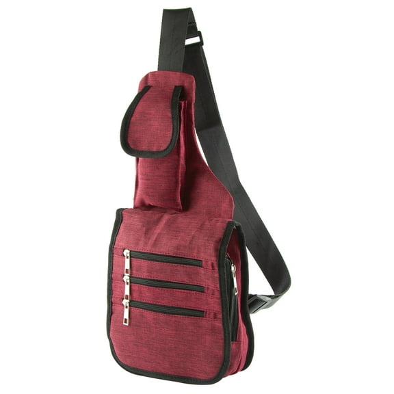 Gold Coast Nylon Crossbody Sling Bag in Burgundy with RFID Technology