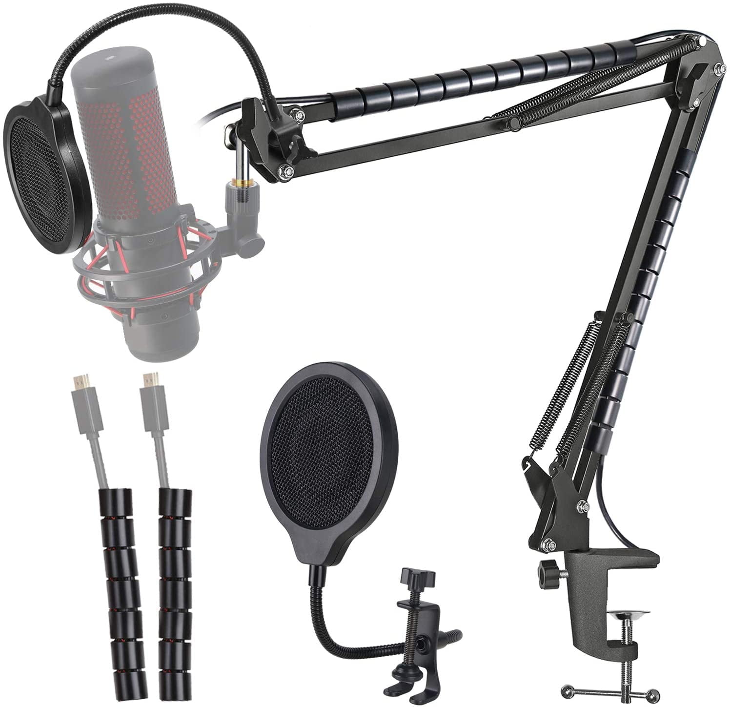 Mount-It! Adjustable Microphone Boom Arm Suspension Mic Stand with 