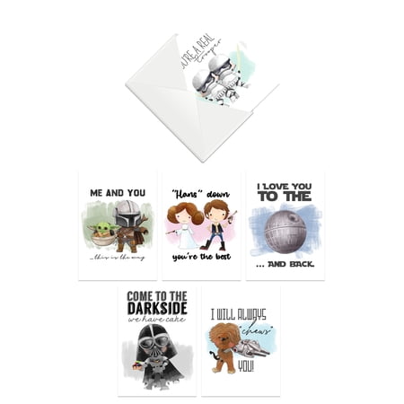From A Galaxy Far Far Away Themed Greeting Cards With Envelopes (Set of 12) Blank All Occasion Assortment Note Funny