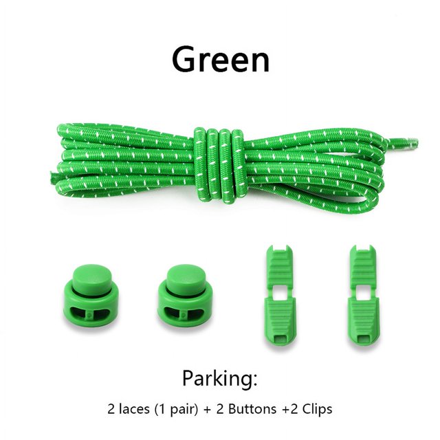 Lacets Ronds de Sport Sans Attaches à Dégagement Rapide avec Verrouillage à Ressort Réglable, Lacets Élastiques pour Espadrilles, Sangle pour Enfants et Adultes, Accessoires de Chaussures Verts