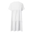 thumbnail image 4 of Plus Size Dresses for Curvy Women Casual Solid Color Short Sleeve V Neck Dress Stitching Loose Womens Casual Dresses White L, 4 of 5