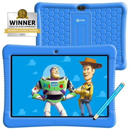 Contixo 10 Inch Kids Tablet with $150 Value Educator Approved Apps, Eye Protection, Faster System and Large Storage, Protective Case with Kickstand and Stylus, K102 Blue