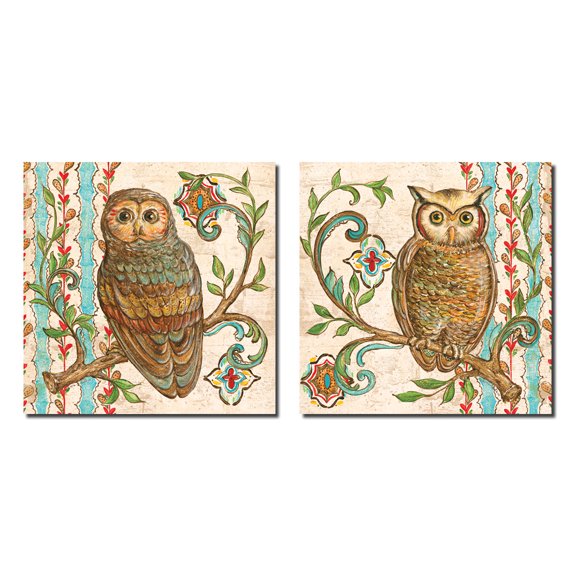 Treetop Owls; Popular, Classic Owl Set; Two 12x12 Poster Prints
