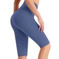 thumbnail image 3 of Cropped Leggings for Women Tummy Control High Waisted Yoga Shorts Knee Length Workout Gym Running Athletic Fitness Tights Navy 0810*yoga pants L, 3 of 5