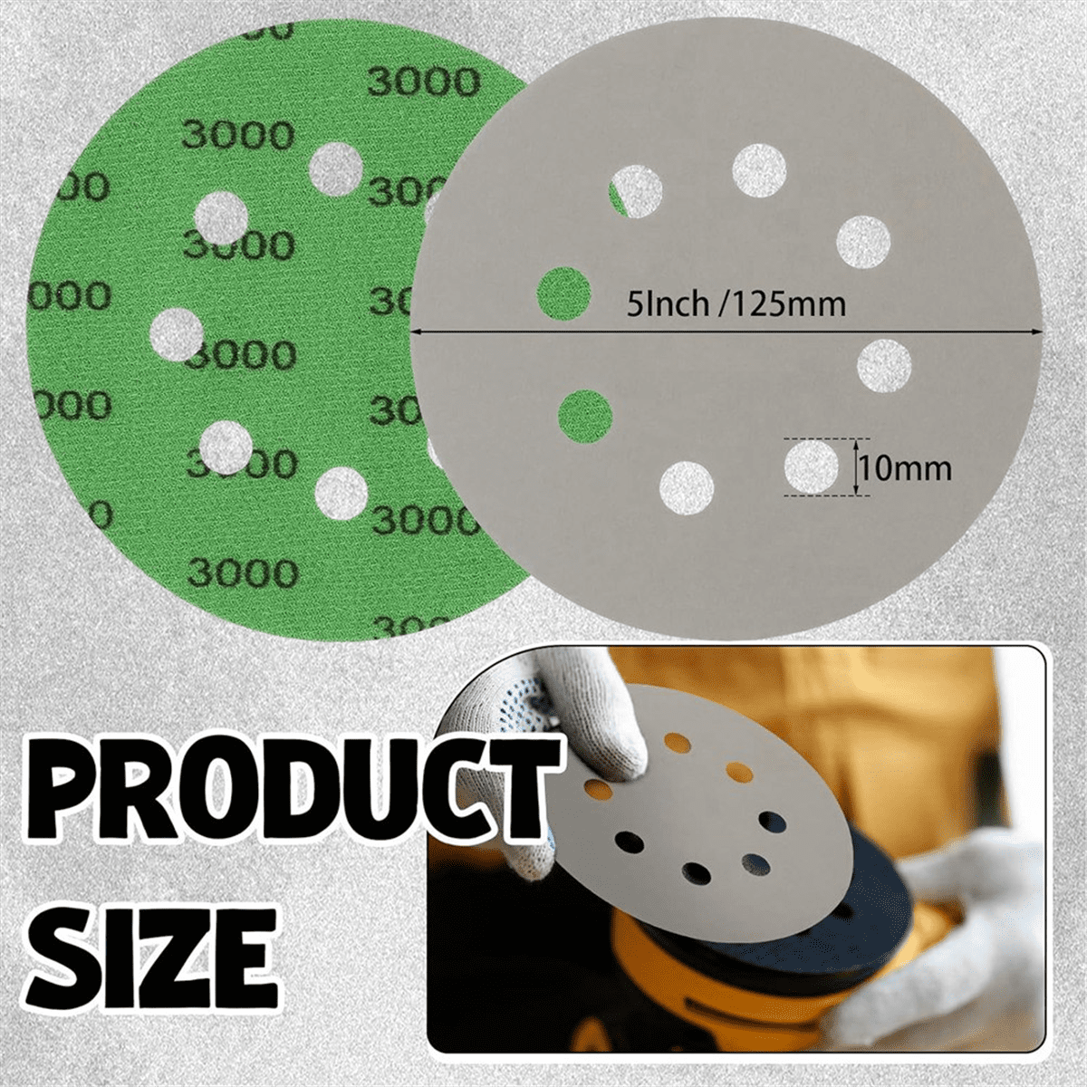 200 Pcs Sandpaper 5 Inch 8 Holes Hook and Loop Wet Dry Sanding Discs Assorted Grits, Orbital Sander Pads for Polishing