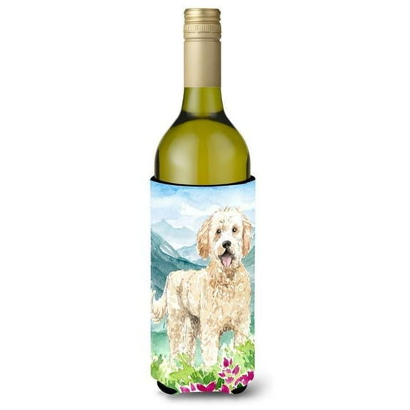 Mountain Flowers Goldendoodle Wine Bottle Beverage Insulator Hugger