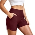 thumbnail image 2 of Costeam Womens High Waisted Deep Side Pocket Biker Shorts Wide Elastic Tummy Control Waist Buttery Soft Quick Dry Four Way Stretch Breathable Yoga Running Athletic Lounge Bottoms, 2 of 7