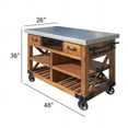thumbnail image 2 of ACME Kailey 2-Drawer Wooden Kitchen Cart with 2 Shelves in Antique Oak, 2 of 5