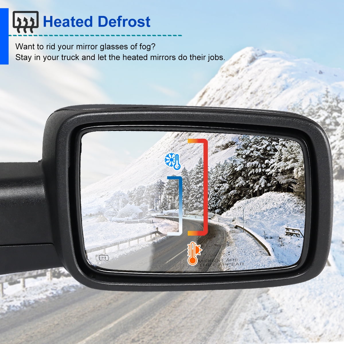 Spec-D Tuning Right Passenger Side Power Heated Side Mirror w/ LED Signal Compatible with 2013-2019 Ram 1500