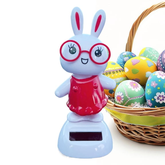 Easter Rabbit Solar Powered Dancing Toys,Solar Powered Toy Bunny Dancing Figure,Bunny Car Shaking Head Dancer Doll Cute Easter Rabbit Toys with Eggs for Sun Catcher Car Dashboard Office Desk Decor