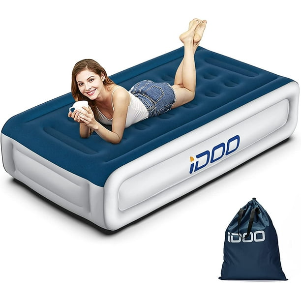 iDOO Twin Size Air Mattress, Inflatable air Bed with Builtin Pump, 2