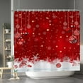 thumbnail image 3 of Red Christmas Bauble Shower Curtain Set Decorative Red White Baubles Snowflake Happy New Year Xmas Merry Christmas Shower Curtain with Hooks for 84x72 Inches Bathroom Bath Decors Waterproof, 3 of 5