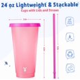 Store Cup Inverted Plastic Cups with Lids and Straws with 6 Pack Color Changing Cups and ...