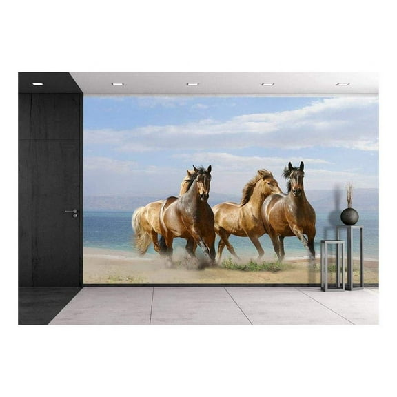 wall26 - Horses in Summer - Removable Wall Mural | Self-Adhesive Large Wallpaper - 100x144 inches