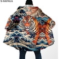 thumbnail image 1 of The King-Capa de piel de tigre blanco con estampado 3D para hombre, abrigo grueso y cálido con capucha, abrigo de lana a prueba de viento, bata, manta, 1, 1 of 4