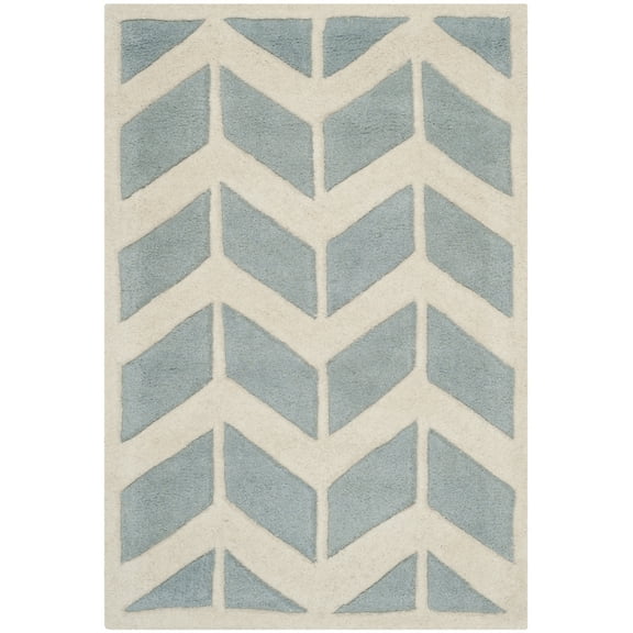 SAFAVIEH Chatham Easton Geometric Wool Area Rug, Blue/Ivory, 2' x 3'