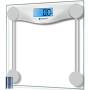 Etekcity Digital Bathroom Scale for weight, EB4074C with High Precision Measurements, Large Blue LCD Backlight Display, 6mm Tempered Glass and Pre-installed AAA batterries, 400 lbs Capacity, Silver