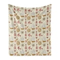 thumbnail image 1 of Nautical Soft Flannel Fleece Blanket, Marine Elements Nostalgic Properties Wind Fall Under Trip Around the World Concept, Cozy Plush for Indoor and Outdoor Use, 70" x 90", Beige Red, by Ambesonne, 1 of 6