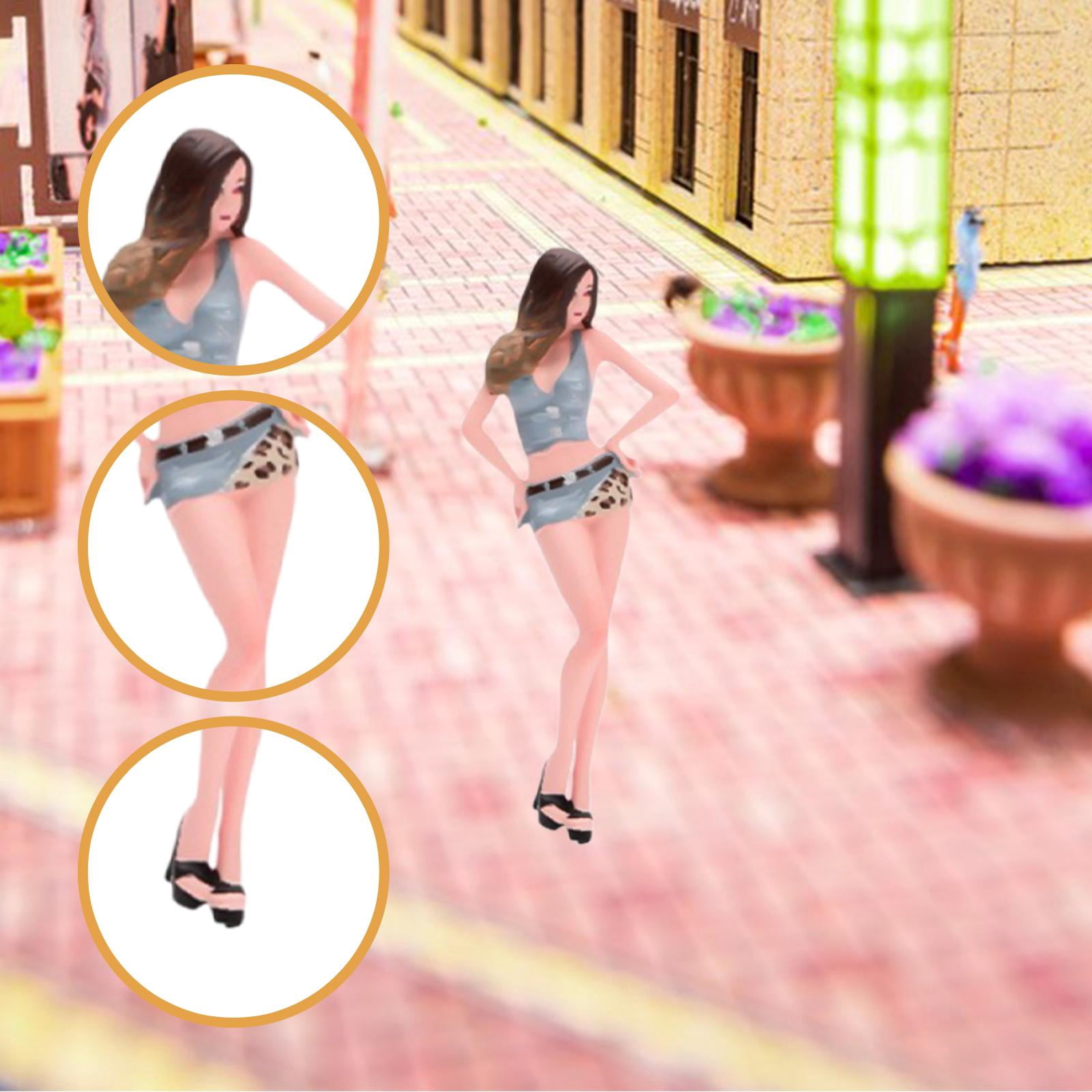 LeeQinersw 1/64 Female Miniature Figure Small Miniature Scene Figurine Sand Table Decor