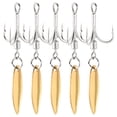thumbnail image 4 of 5 anzuelos triples de repuesto para señuelos giratorios con peso, ideales para la pesca de trucha y lubina en agua dulce y salada., 4 of 8